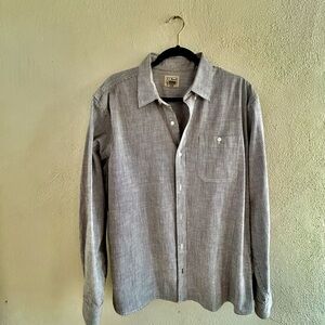 L.L. Bean Gray Striped Casual Button Down Shirt Cotton Traditional Fit